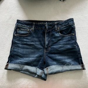 AE high rise midi denim shorts